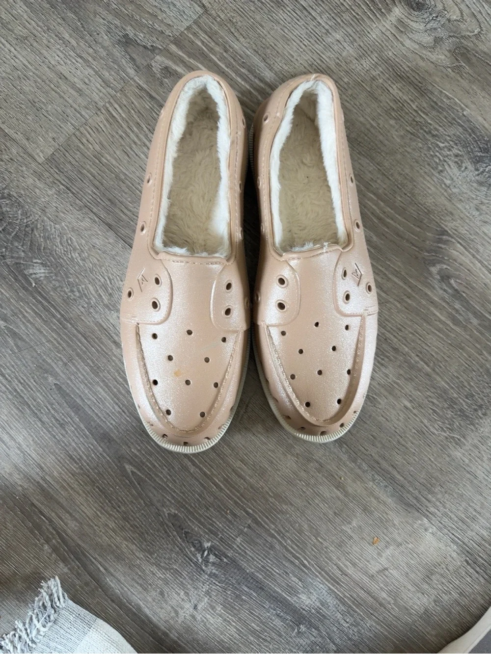 Sperry Light Tan Faux-Fur Lined Slip-On Loafers